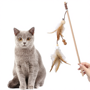 Giocattolo Interattivo per Gatti Certificato CE, Bacchetta in Legno con Piume Morbide, Forma Divertente, Gioco Naturale e Alla Moda per Gatti - Product Image 4