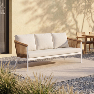 J&amp;M Outdoor Modern <strong>High</strong> <strong>End</strong> Silk Floss 5 Seats Villa Courtyard 180cm <strong>Sofa</strong> Set Luxury Leisure Solid Aluminum Frame Waterproof - Product Image 6