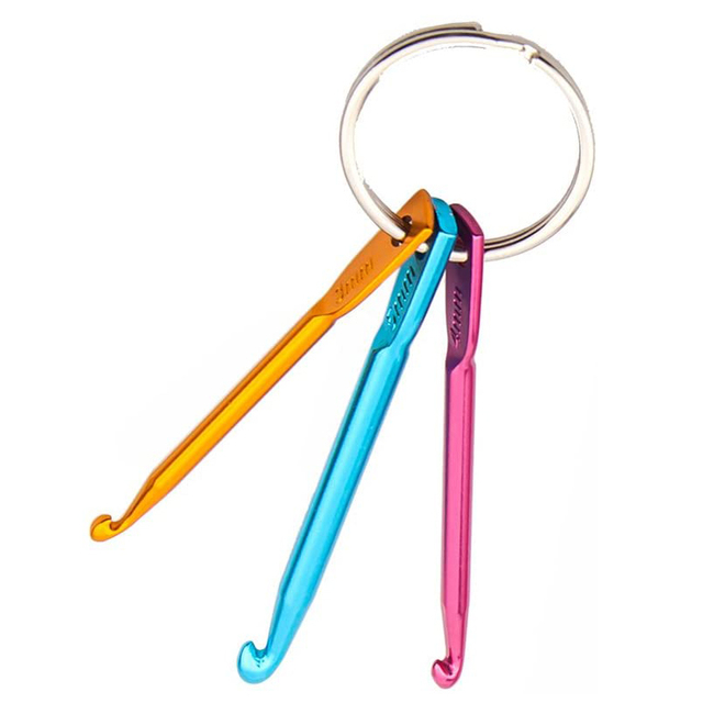 3 PCS Mini Key Chain Aluminum Crochet Hooks Knitting Needles