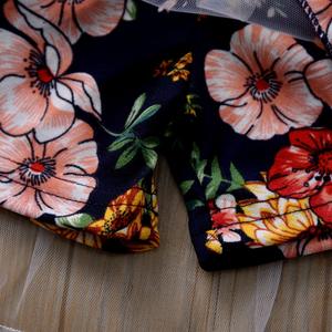 Vestido de fiesta floral con volantes y cuello de encaje de hilo para niña, estilo bohemio, con estampado de girasoles - Product Image 6