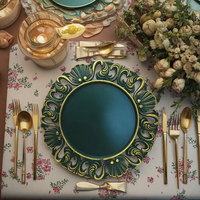 Moderne Vintage Gold Touch 13-Zoll Umweltfreundliche Platzteller Luxuriöse Bankett-Plastikteller aus PP für Partys und Events Dekorativ