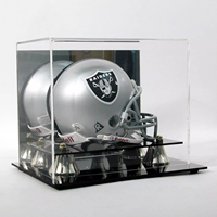 Vitrine pour mini casque Los Angeles Rams-Vitrine en acrylique transparent avec base noire et accents dorés pour la collection NFL Memorabilia