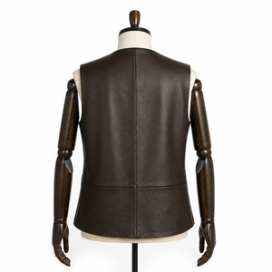Gilet court décontracté vintage en cuir d'agneau non couché marron moka pour <span class=keywords><strong>femme</strong></span>, coupe-vent, col en V, en polyester - Product Image 6