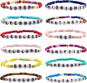 Joyería de moda Venta caliente <span class=keywords><strong>Taylor</strong></span> Amistad Pulseras Monograma sin miedo antihéroe Arcilla polimérica <span class=keywords><strong>Swift</strong></span> Amistad Pulseras - Product Image 2