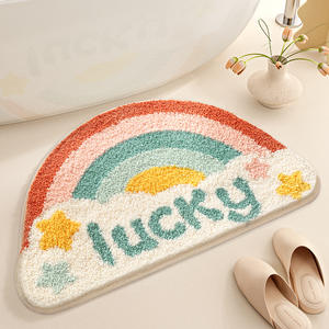 Tapis <span class=keywords><strong>de</strong></span> bain demi-cercle anti-salissure lavable en machine, tapis <span class=keywords><strong>de</strong></span> toilette antidérapant avec fonction d'absorption d'eau pour marche <span class=keywords><strong>de</strong></span> porte <span class=keywords><strong>de</strong></span> salle <span class=keywords><strong>de</strong></span> bain - Product Image 1