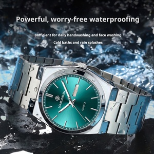 Montre à quartz pour homme Green Face, style coréen simple, boîtier en alliage 40 mm, bracelet en acier inoxydable 22 mm avec cadran à aiguilles, résistance à l'eau 3 ATM - Product Image 4