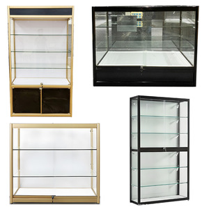 Moderne Große Goldene Schmuck-Vitrine mit LED-Beleuchtung, Wasserdicht, Abschließbar, Freistehende Glasvitrine für Geschäfte - Product Image 2