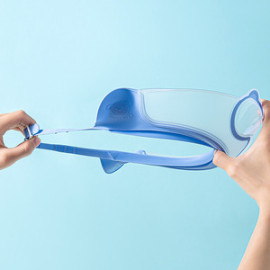 Gorro de baño para bebé con gafas protectoras, gorro de ducha impermeable ajustable para niños, color azul - Product Image 4