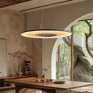 Lustre rond de style japonais noir E27 LED anti-éblouissement pour salle à manger - Product Image 5