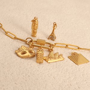 Ciondoli in acciaio inossidabile placcato oro 18K PVD per gioielli fai da te che fanno pendenti icone del mondo del viaggio - Product Image 4