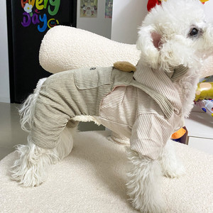Magnifique pull en velours côtelé à bretelles pour chien, manteau d'hiver en coton gris-brun, petite taille, confortable - Product Image 2