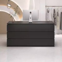 Comptoir de caisse en bois laqué noir durable, bureau d'accueil, salon de beauté, magasin de vêtements, salon de coiffure, bar, salon de thé au lait tendance