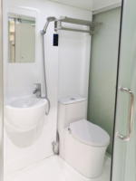 En stock, salle de douche préfabriquée tout-en-un au design moderne, installation facile, toilette en acrylique avec unité de salle de bain