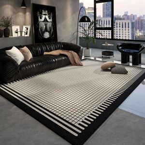 Alfombra Rectangular Color Crema con Diseño de Rayas, Tejida a Máquina, Material Combinado, para Sala de Estar, Dormitorio, Uso Doméstico - Product Image 4