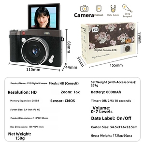 <span class=keywords><strong>Appareil</strong></span> <span class=keywords><strong>photo</strong></span> numérique DLC 64MP avec vidéo 4K et 180° °   Caméra de vlogging WiFi avec zoom 16X et écran rotatif pour étudiants et débutants - Product Image 5
