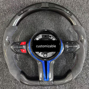 Volante de Fibra de Carbono con Empuñadura de Alcántara, Cubierta de Carbono Azul, Pantalla LED, Paletas de Carbono M1/M2 para <span class=keywords><strong>BMW</strong></span> M3 M4 M5 X3 X4 G20 G22 - Product Image 1