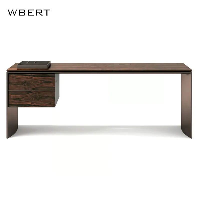 WBERT Diseñador italiano Minimal Escritorio de oficina y silla Combinación Simple Moderna de madera maciza Silla de jefe de gama alta incluida