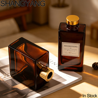Diffuseur de parfum en verre brun carré de luxe SY 150 ml avec bouchon à vis, options d'impression sérigraphique, origine Jiangsu