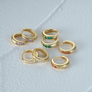 Aretes de Aro CANNER Modernos y Vintage con Circonitas de Colores, Plata de Ley 925, Joyería Chapada en Oro de 18K, 10mm, para Mujer - Product Image 2