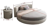 Lit rond de luxe moderne 2025 en velours, taille King, avec rangement réglable, fonction massage et conception pré-assemblée pour mobilier de chambre d'hôtel