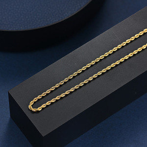 Stainless Steel Twisted Chain <b>Necklace</b> 18K Gold Plated Unisex Fashion Jewelry Gift Geometric Design - Product Image 3