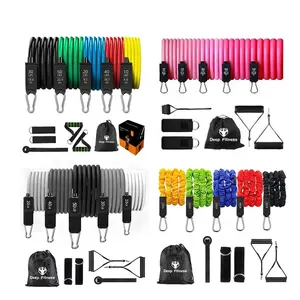Factory 11 Pcs Resistance Fitness Pull Rope 11 piece Resistance Bands Set Rubber Exercise Tube Bands