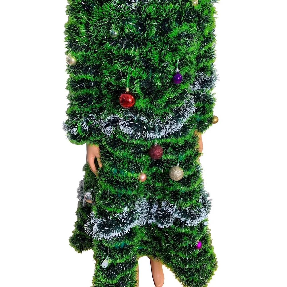 Christmas Tree Green Long Dress - Perfect for Festive Raves