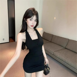 Halter Neck Backless Bodycon Evening Dress Wine Red Solid Color Natural Waistline G-306 - Product Image 5