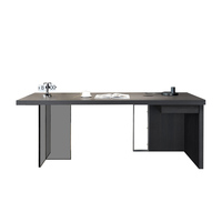 Bureau de direction moderne et minimaliste, placage en bois fumé, pieds en acrylique, table de patron, bureau de direction de luxe