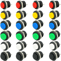 Interrupteur à bouton-poussoir momentané en plastique 16 mm ON-OFF 3A 250V AC 2 broches à réinitialisation automatique, mini interrupteur rond avec bouton coloré