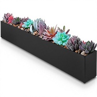 DR&Co Bac à plantes rectangulaire en métal durable Art Déco moderne de 32 po de long pour succulentes, idéal pour table, rebord de fenêtre, intérieur, noir