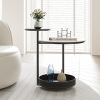 Table d'appoint en marbre, table d'angle pour appartement, table basse ronde en métal