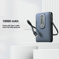 Batterie externe magnétique à charge rapide PD 22,5 W avec câble intégré, 10000 mAh, charge sans fil 15 W, avec écran numérique et support