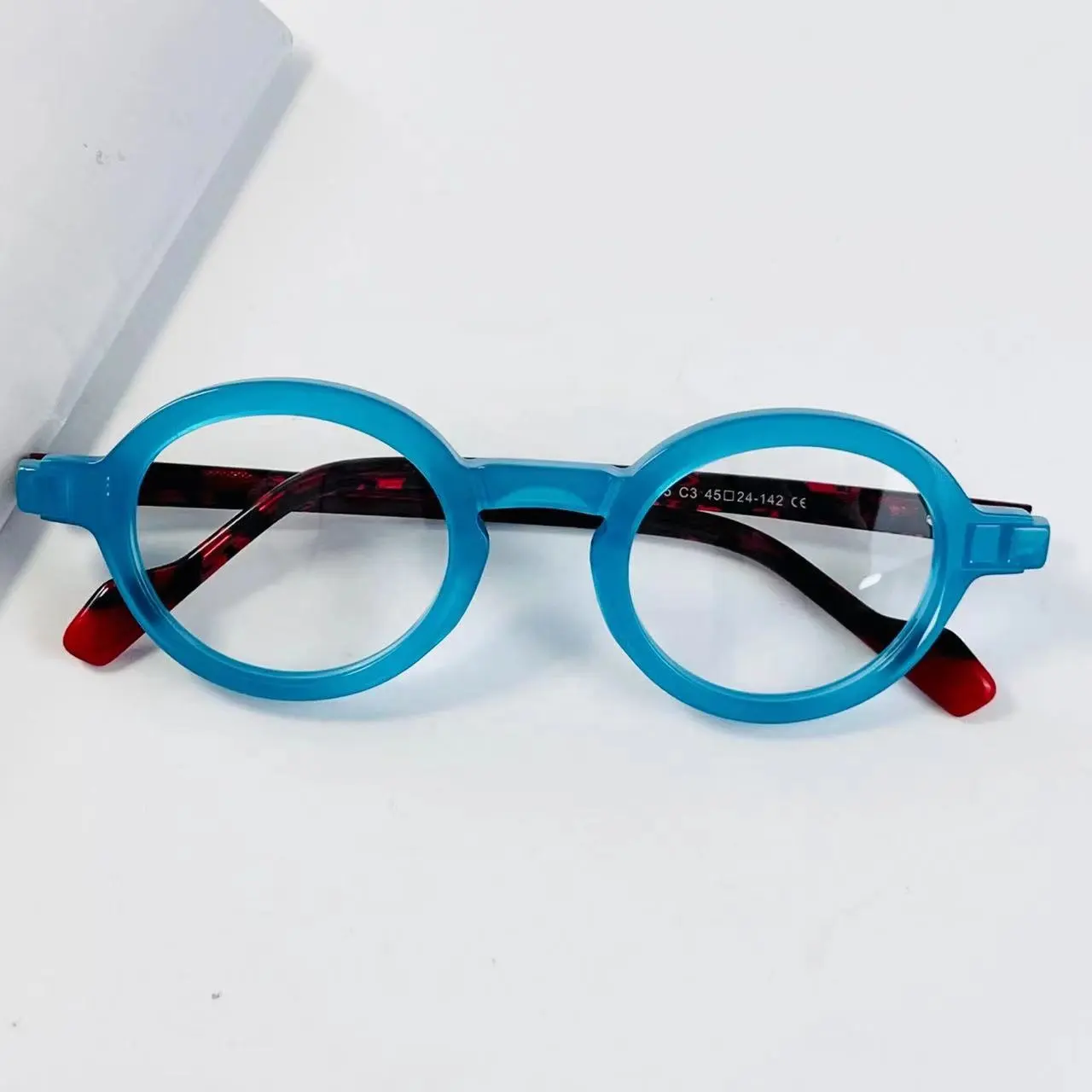 Bán buôn Châu Âu Vòng Kính mắt Retro Kính mắt Frames Full Frame quang Acetate kính đồng bằng có thể được trang bị với ống kính