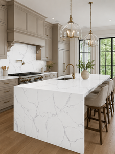 Vietnam Union Quartz Calacatta <b>Silver</b> Mist Artificial Big Slabs Kitchen Table <b>Top</b> Polished Finish 20mm Thick Waterproof Hotel - Product Image 5