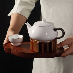 Juego de Sopera de Cerámica Blanca de Alta Calidad, Duradera y Artística, Estilo Chino, con Base de Bambú/Madera, para Cocina, Marca <span class=keywords><strong>Pioneer</strong></span> Craftsman - Product Image 4