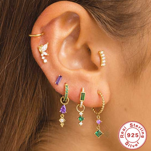 Nouveauté Gaby : Bijoux de piercing interne pour <span class=keywords><strong>l</strong></span>'oreille, zircon scintillant, argent S925, boucles d'oreilles pour cartilage, vente en gros de bijoux de piercing corporel - Product Image 2