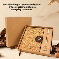 Nouvelle tendance : Bloc-notes A5 écologique en liège, journal de bureau, coffret cadeau, impression de logo personnalisée, avec étui.
