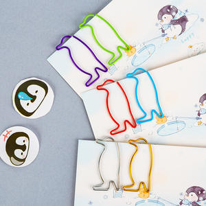 Clips de papier Penguin 50 mm en métal, colorés, en forme d'animaux de dessin animé, pour notes et papiers, fournitures de bureau - Product Image 1