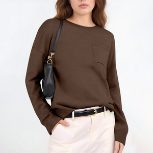 Pull-over coréen à manches longues avec poche pour femmes <span class=keywords><strong>Amazon</strong></span> Automne/Hiver Tricoté pour femmes - Product Image 1
