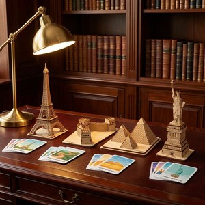 <span class=keywords><strong>Juego</strong></span> Educativo de <span class=keywords><strong>Geografía</strong></span> STEM con Tarjetas de Memoria de 3 Partes, Modelo de Monumentos Mundiales Famosos de Madera Montessori Personalizado - Product Image 3