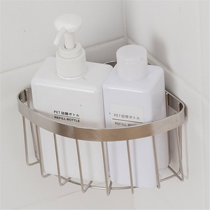 304 Stainless Steel Modern Kitchen Sink Corner Storage <b>Basket</b> with Suction Cup Rack for Hotel Use - Product Image 1