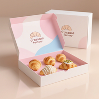 Boîtes d'emballage en papier personnalisées avec logo, écologiques, de qualité alimentaire, imprimées, pliables, pour gâteaux, biscuits, pain, pâtisseries, beignets, macarons