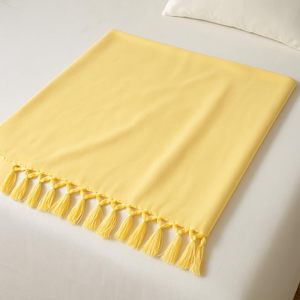 Stylish Cotton <b>Bed</b> <b>Throw</b> Blanket With Tassel Fringe Soft Lightweight Cozy <b>Cover</b> For Home Bedroom And Sofa - Product Image 2