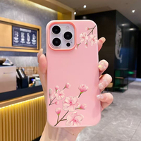 Coque de téléphone portable en PP style 2-en-1 avec impression florale rose pour iPhone 7 X Xr Xs 11 12 13 14 15 16 17 18 Pro Max