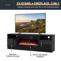 Europäisch-Amerikanischer Stil Elektrischer Boden-TV-Schrank mit Eingebautem Simuliertem Kamin, Fernbedienung, Farbwechselnde Flammen und Heizfunktion