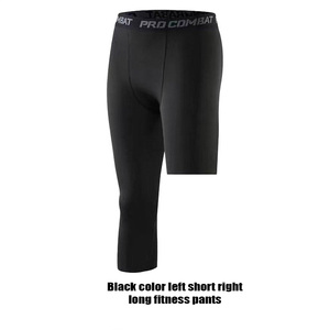 Leggings de basketball athlétiques antibactériens à compression 3/4, respirants, à séchage rapide, imprimés, grande taille, avec logo personnalisé pour hommes - Product Image 3