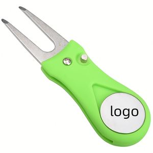 Horquilla de golf de acero inoxidable personalizada al por mayor con logotipo, horquilla de reparación plegable para cortar césped - Product Image 2