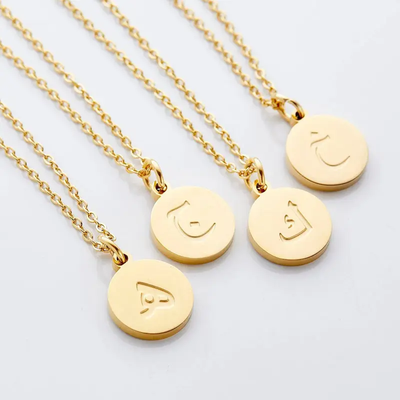 Colar de letras em árabe para mulheres, joia simples personalizada banhada a ouro, colar com letras gregas e árabes, em aço inoxidável