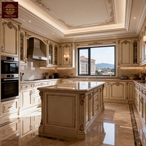 Armoires de <span class=keywords><strong>cuisine</strong></span> élégantes de style européen avec portes en verre, en bois massif, taille personnalisable, <span class=keywords><strong>prix</strong></span> de gros - Product Image 4